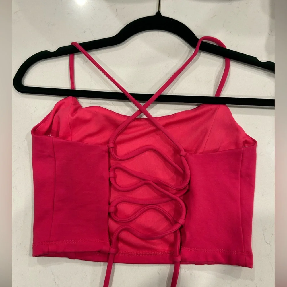 Lulu’s Catch My Eye Hot Pink Two-Piece Lace-Up Mini Dress, Size M - Picture 7 of 12